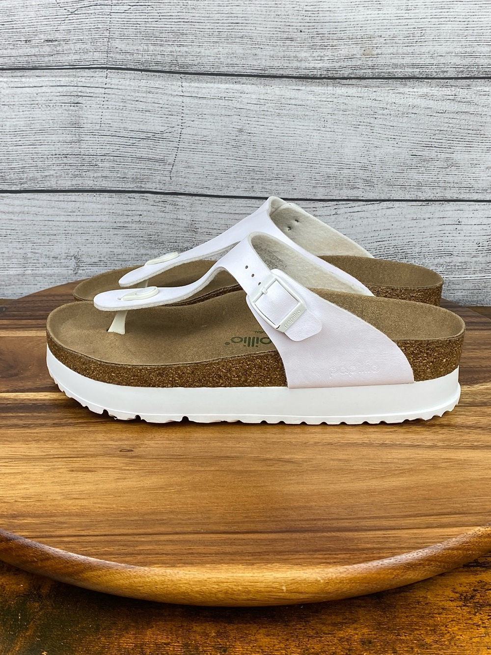 Birkenstock Papillio Gizeh Platform White Vegan Sandal Women’s Size 9 EU 40